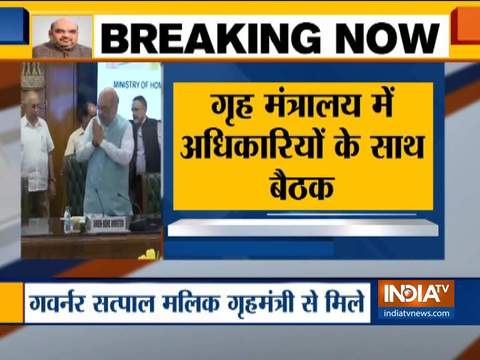 J-K Governor Satya Pal Malik meets Union Home Minister Amit Shah at at Ministry of Home Affairs