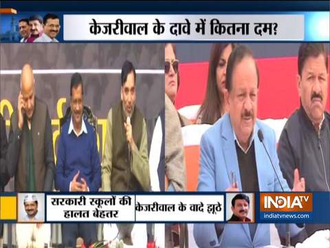 Delhi Kiski: BJP leaders Manoj Tiwari releases AAP government's report card