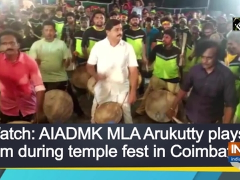 Watch: AIADMK MLA Arukutty plays drum during temple fest in Coimbatore