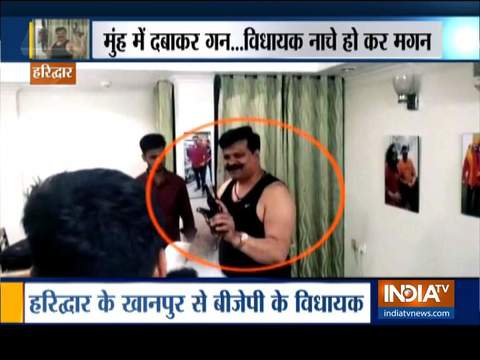 BJP MLA Kuwar Pranav Singh caught on camera brandishing guns, video goes viral