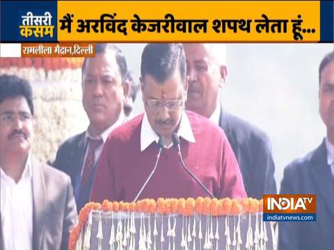 Arvind Kejriwal takes oath as Chief Minister of Delhi for a third term