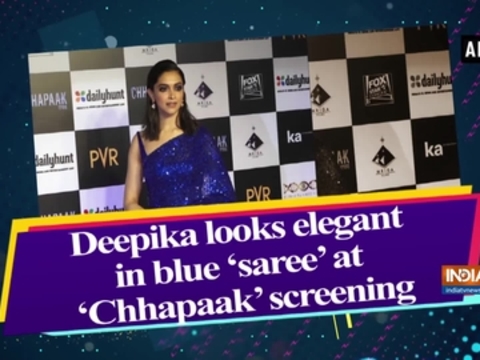 Deepika looks elegant in blue 'saree' at 'Chhapaak' screening