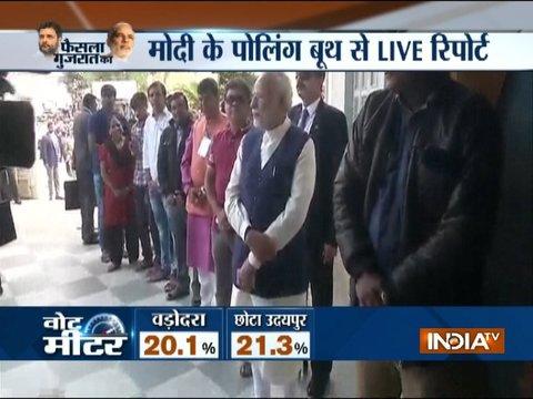 PM Modi casts his vote at booth number 115 in Sabarmati's Ranip