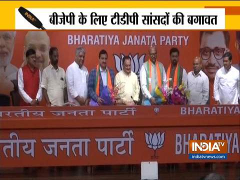 TDP MPs of Rajya Sabha join BJP in presence of BJP Working President JP Nadda