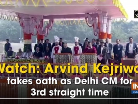 Watch: Arvind Kejriwal takes oath as Delhi CM for 3rd straight time