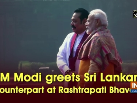 PM Modi greets Sri Lankan counterpart at Rashtrapati Bhavan