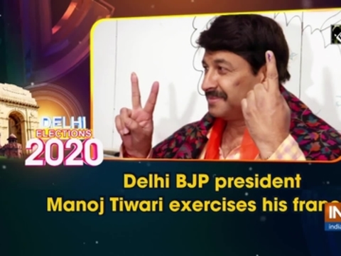 Delhi BJP president Manoj Tiwari exercises his franchise