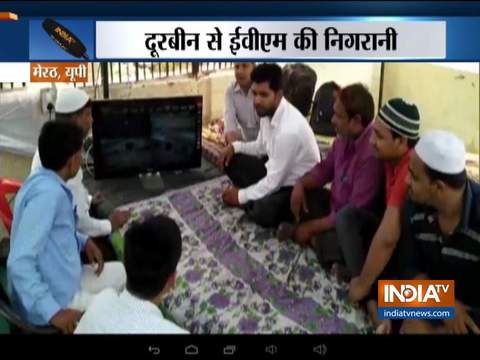 Meerut: Watch how SP-BSP men are guarding EVM strong rooms