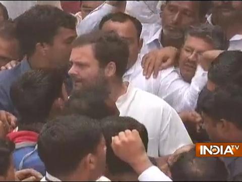 OROP Suicide: Congress VP Rahul Gandhi arrives at Ram Kishan Grewal's residence in Bhiwani