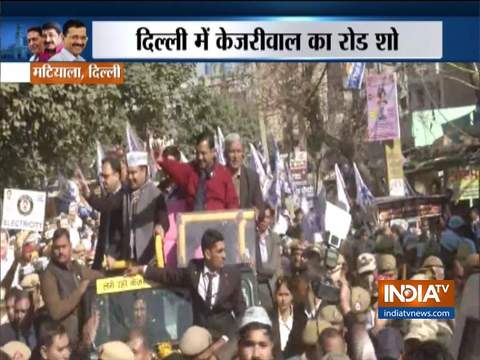 Delhi Polls: Arvind Kejriwal holds roadshow in Matiala