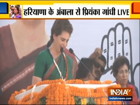 Priyanka Gandhi campaigns for Congress candidate in Ambala