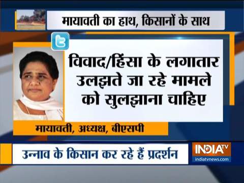 BSP chief Mayawati attacks Yogi government over Farmers' protest in Unnao