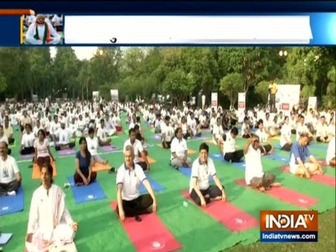 International Yoga Day 2019:Ravi Shankar Prasad and Piyush Goyal performs yoga in delhi